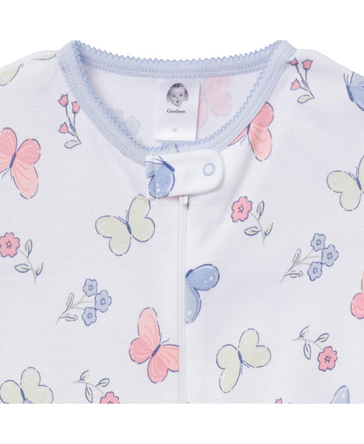 Gerber Baby Girls Baby Snug Fit Footed Pajamas, 2-Pack,- Butterflies