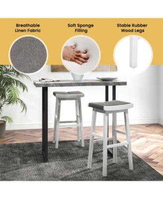 2 Pieces 31.5 Inch Upholstered Saddle Barstools with Padded Cushions