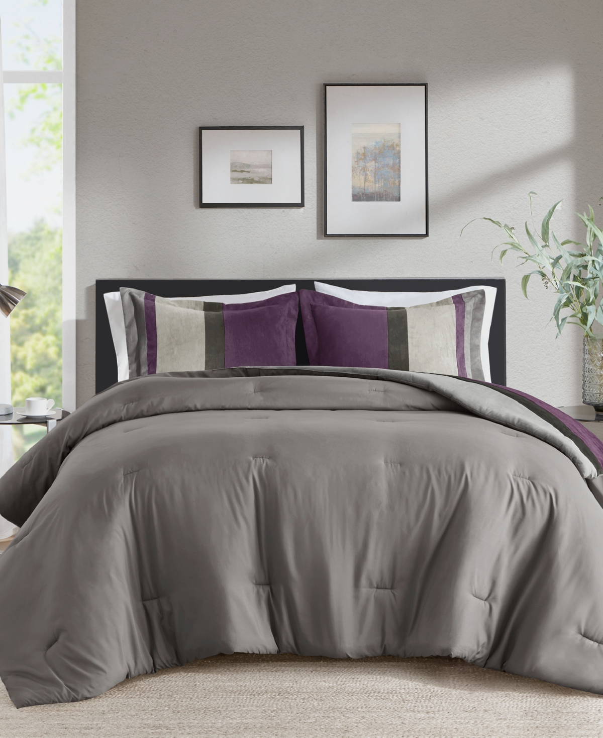 510 Design Boulder Stripe Micro Suede 3-pc. Comforter Set, Full/queen In Purple