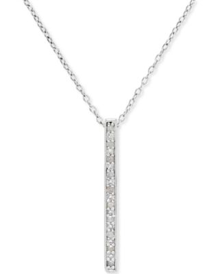 Diamond Bar Pendant Necklace (1/10 ct. t.w.) in Sterling Silver - Macy's