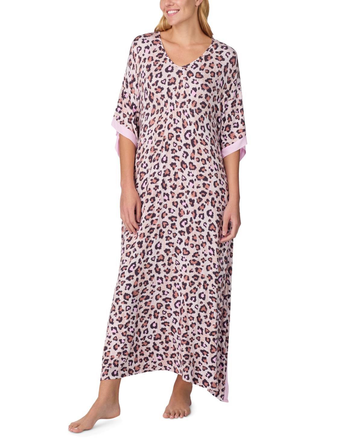 Ellen Tracy Women's Printed V-Neck Caftan Nightgown