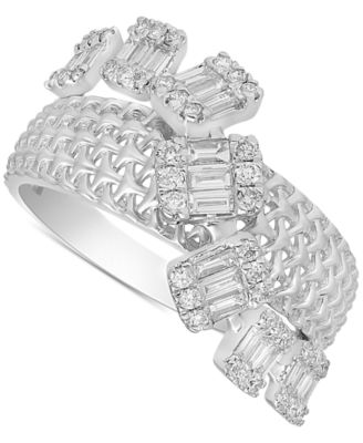 Macy's - Diamond Round & Baguette Crossover Statement Ring (3/4 ct. tw) in 14k Gold