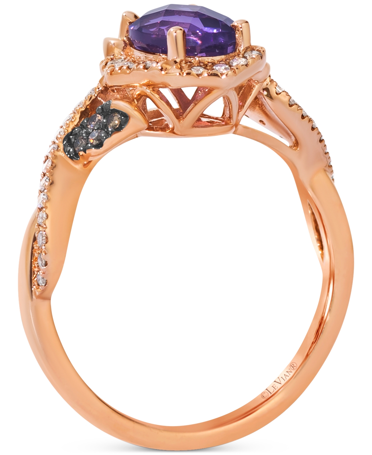 Le Vian Amethyst (1-1/6 Ct. T.w.) & Diamond (1/4 Ct. T.w.) Halo Ring In 14k Rose Gold In Gold