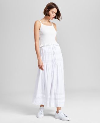 Women's Tie-Waist Lace-Inset Maxi Skirt, Exclusively at Macy's  