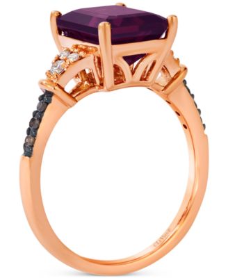 Rhodolite (3-5/8 ct. t.w.) & Diamond (1/6 ct. t.w.) Statement Ring in 14k Rose Gold