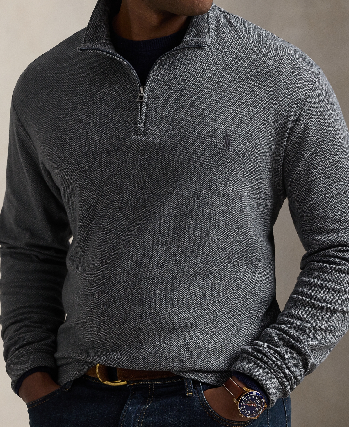 Polo Ralph Lauren Men's Big & Tall Luxury Jersey Herringbone Pullover