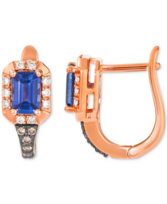 Tanzanite (1 ct. t.w.) & Diamond (1/4 ct. t.w.) Hoop Earrings in 14k Rose Gold