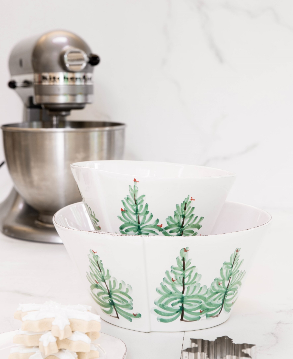Vietri Lastra Holiday Large Stacking Serving Bowl In Green