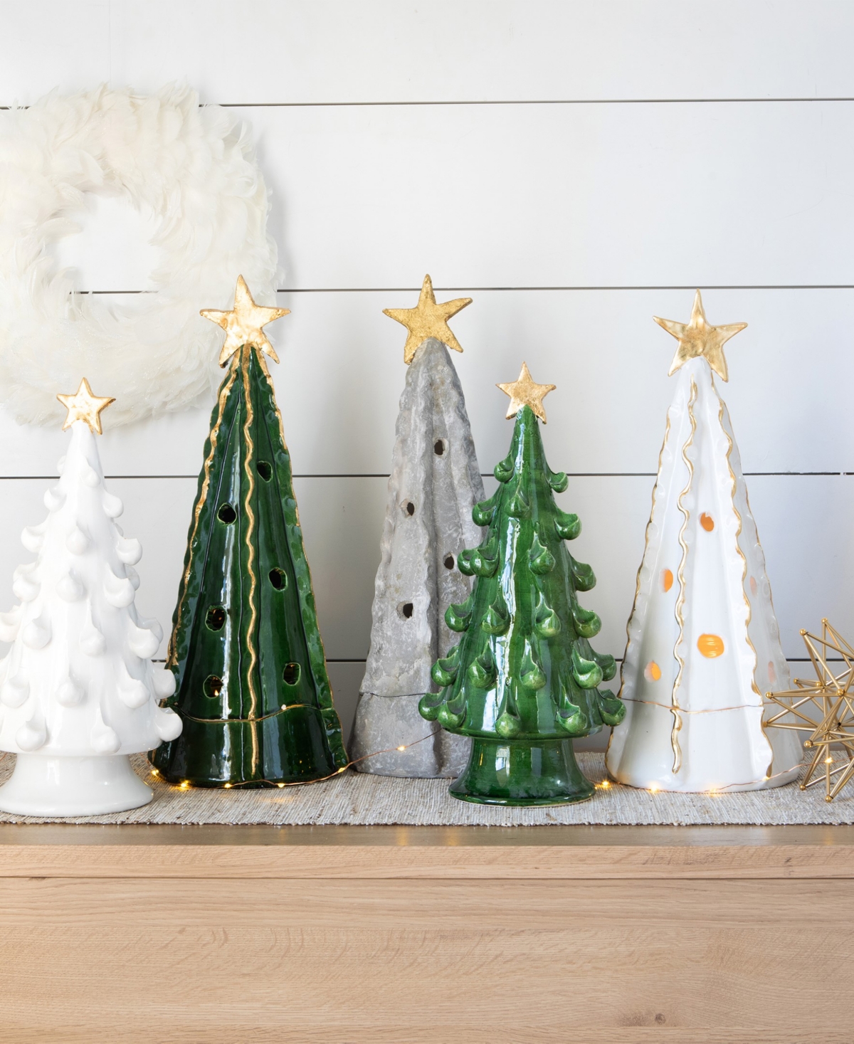 Vietri Foresta Medium Tree With Gold Star In White