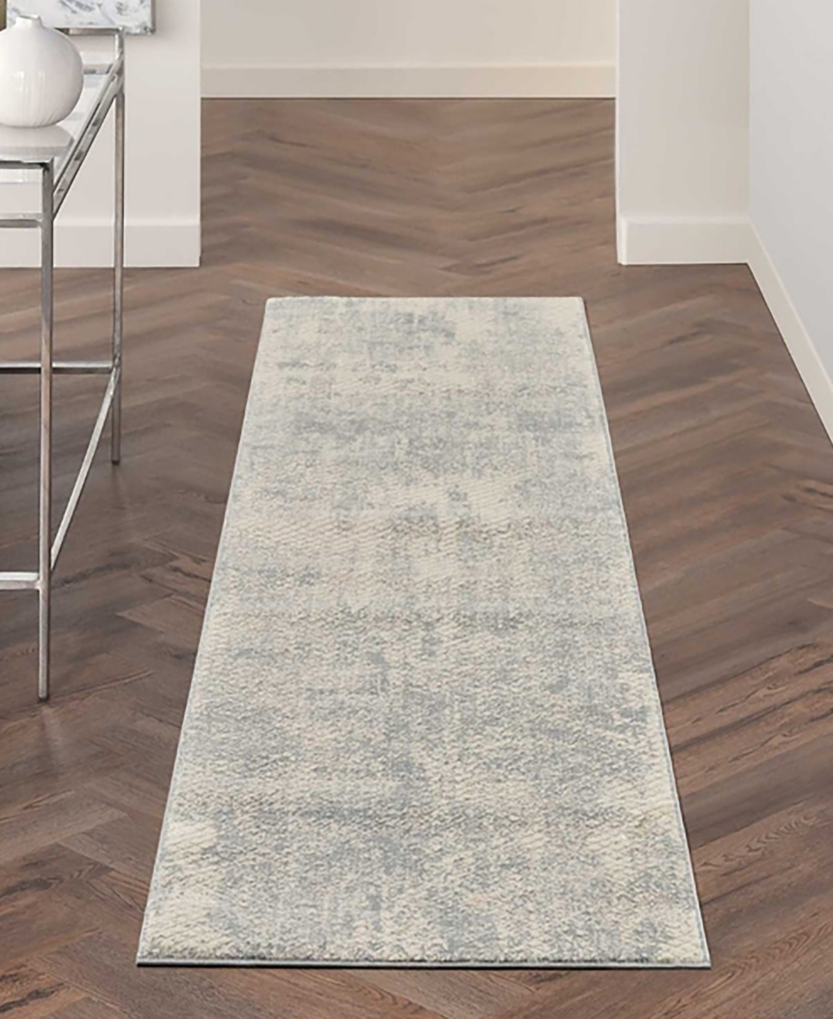 Nourison Home Exhale Exl01 2'2"x7'6" Runner Area Rug In Silver