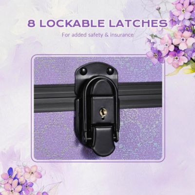 4in1 Rolling Makeup Train Case Cosmetic Organizer Blush ForgetMeNot