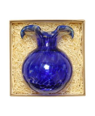 Hibiscus Glass Cobalt Tortoiseshell Bud Vase