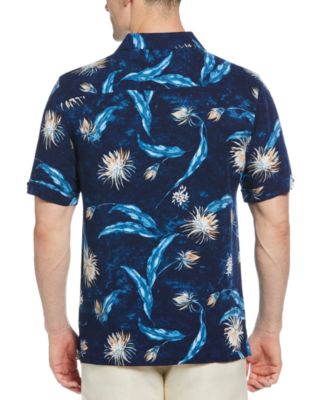Men's Short Sleeve Button-Front Floral Print Camp Shirt