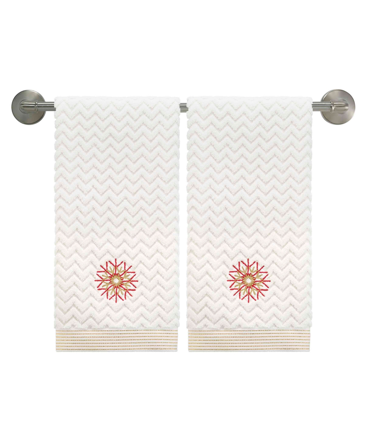NICOLE MILLER LUXE FLAKE 2-PACK COTTON HAND TOWEL SET, 28" X 16" 