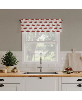 Christmas Pickup Truck Semi-Sheer Rod Pocket Kitchen Curtain Tier Pair