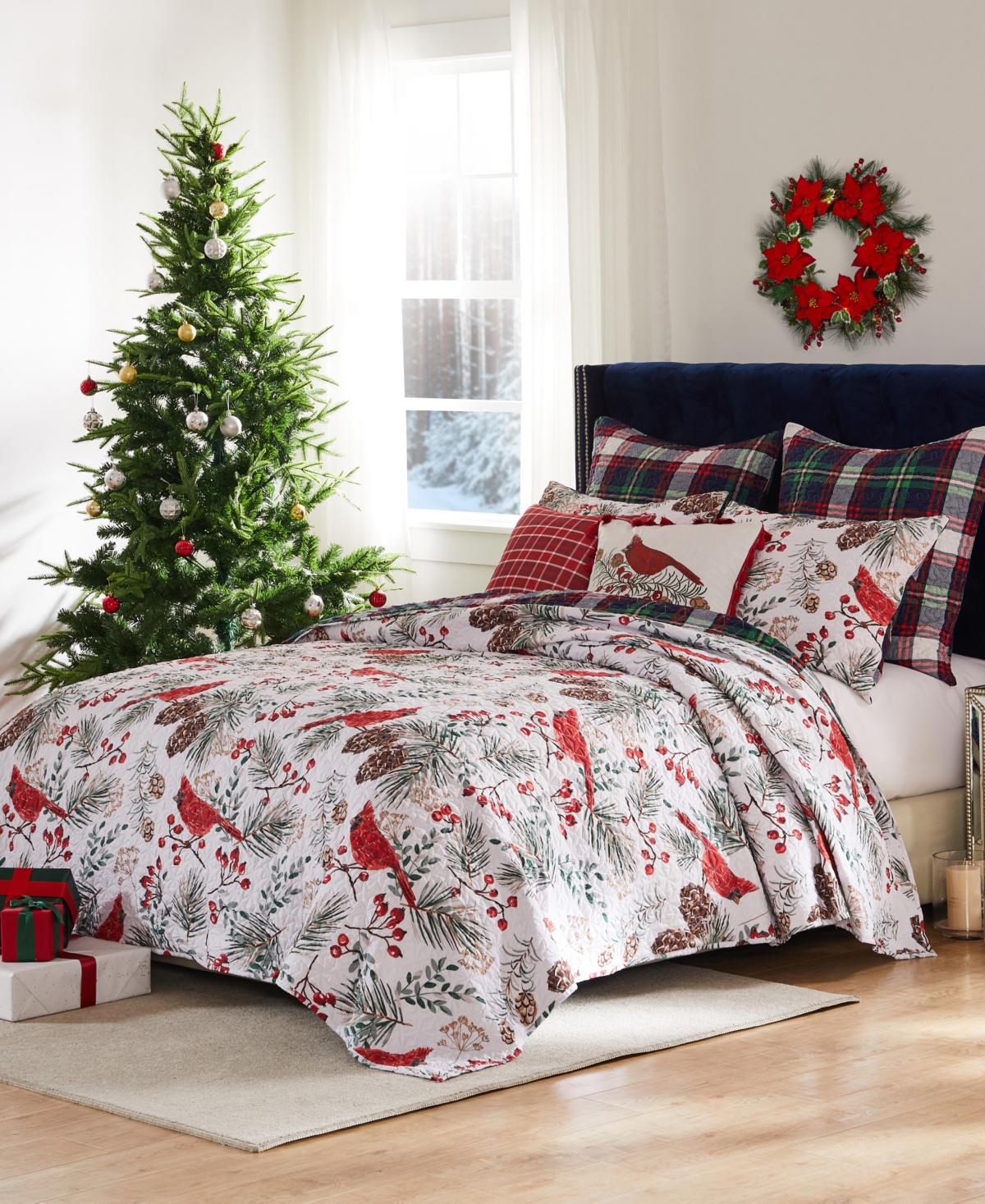 Greenland Home Fashions Cardinal Plaid Holiday 2-pc. Quilt Set, Twin/twin Xl In Cardinal