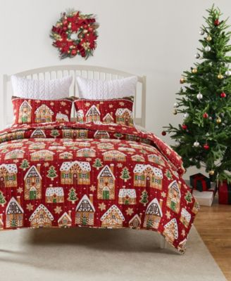 Gingerbread Lane Holiday 3-Pc. Quilt Set, King