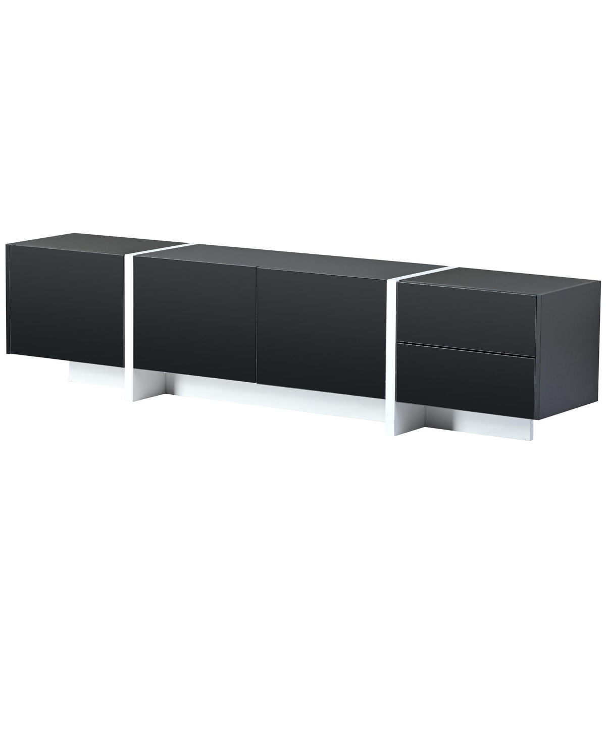 Slickblue White &Contemporary Rectangle Design Tv Stand – Modern Tv Console Table for TVs Up to 80” - Black