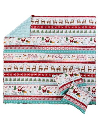 Merry Bright Ho Ho Holidays Reversible 3-Pc. Quilt Set, King/California King