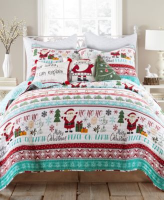 Levtex Merry Bright Hoho Holidays Reversible Quilt Sets In Blue