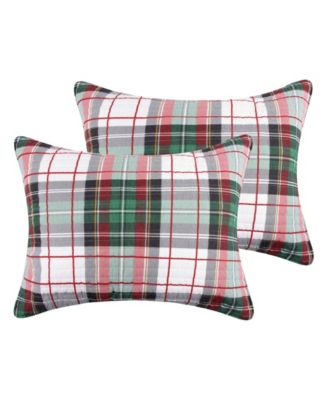 Spencer Green Plaid Quilted 2-Pc. Sham Set, Standard