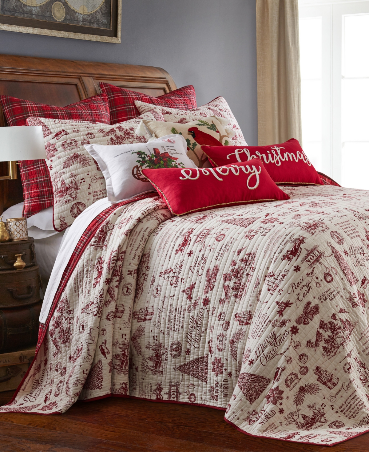 Levtex Yuletide Reversible 3-pc. Bedspread Set, Full In Red