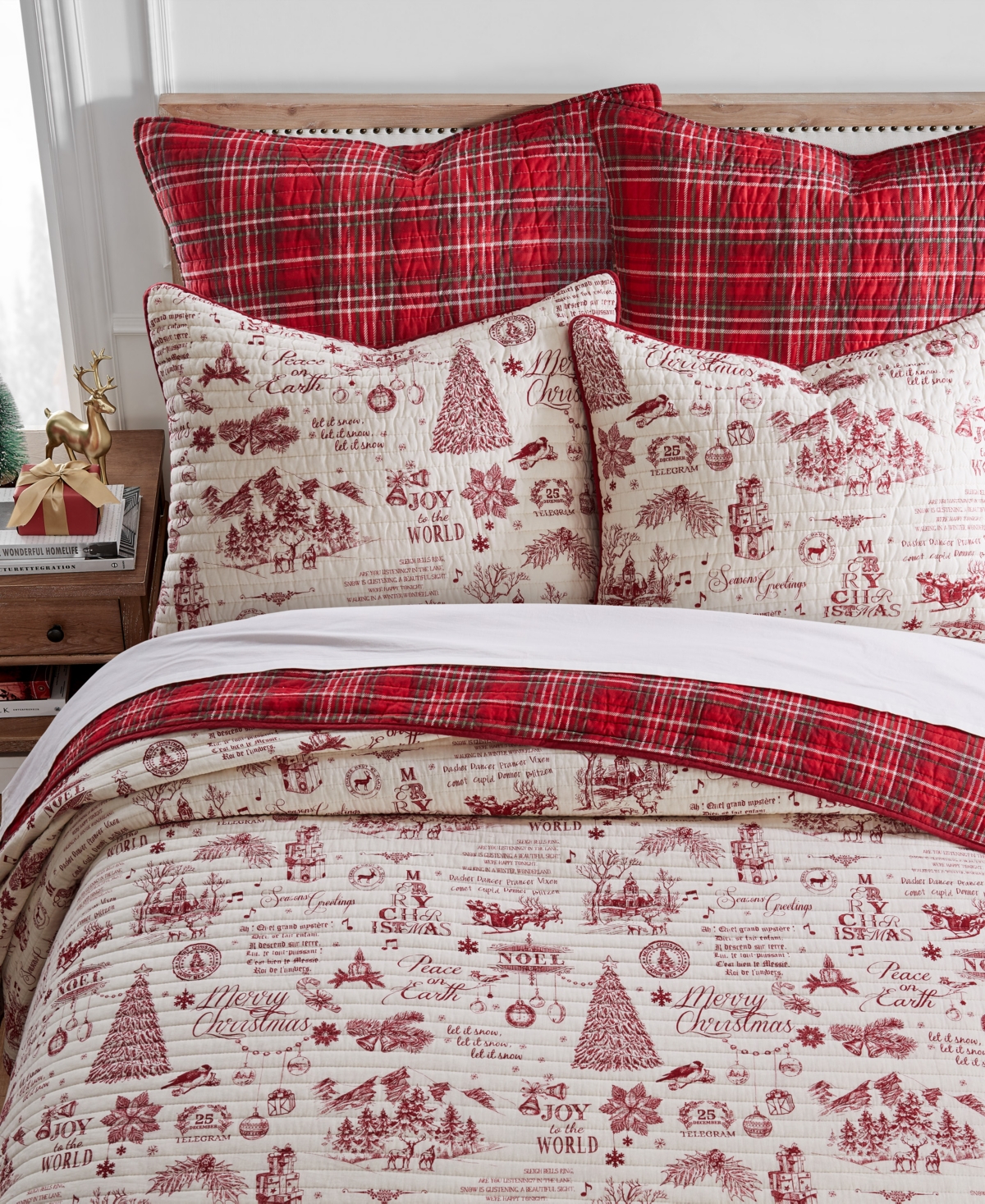 Levtex Yuletide Reversible 3-pc. Bedspread Set, King/california King In Red