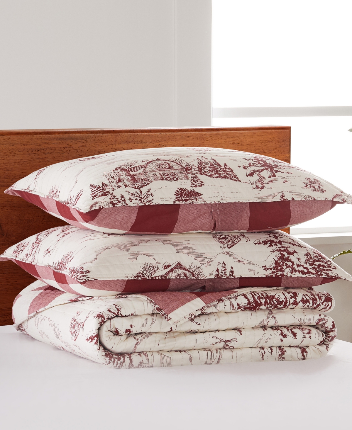 Levtex Winter Sleigh Ride Reversible 3-pc. Quilt Set, King/california King In Red