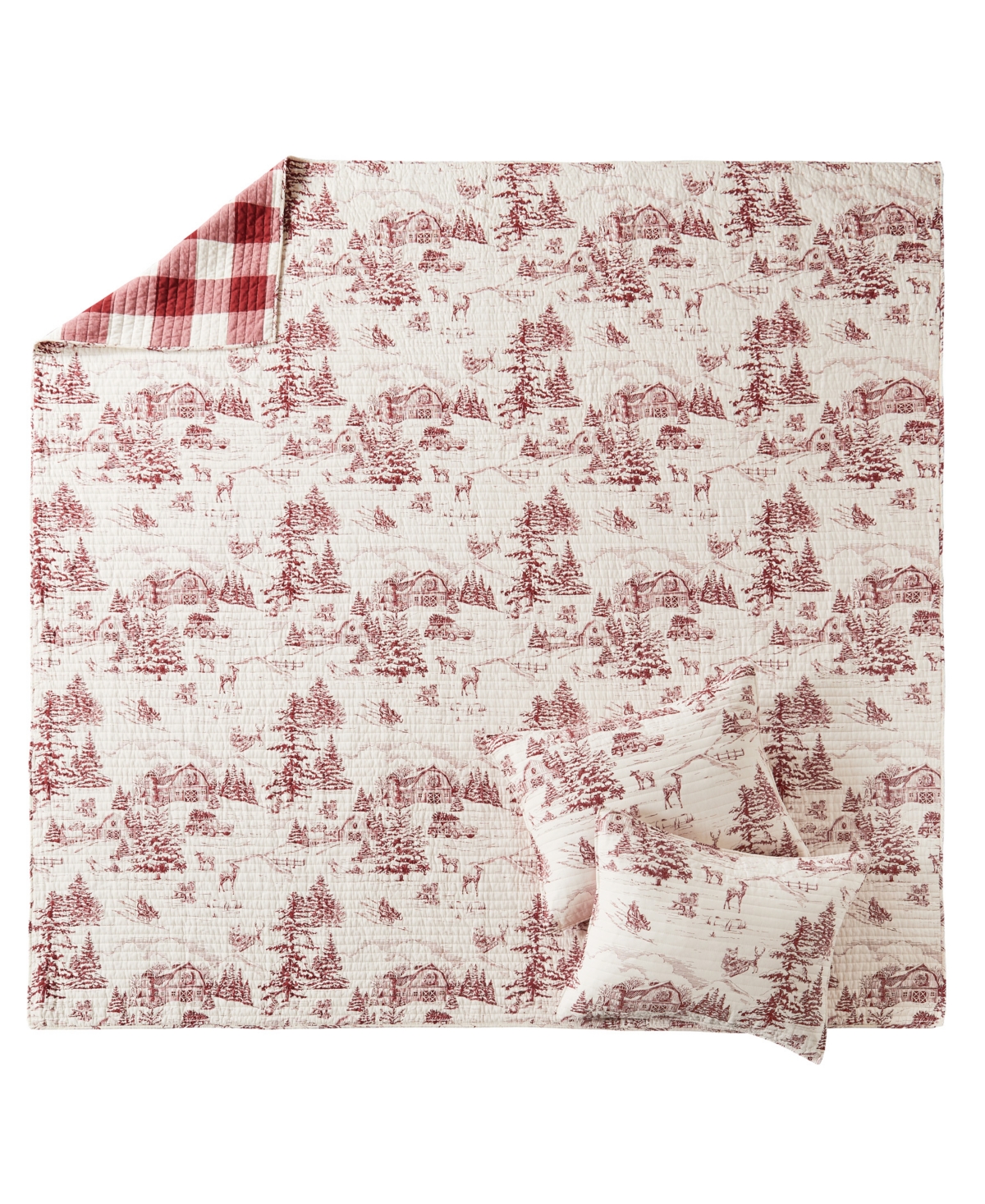 Levtex Winter Sleigh Ride Reversible 3-pc. Quilt Set, King/california King In Red