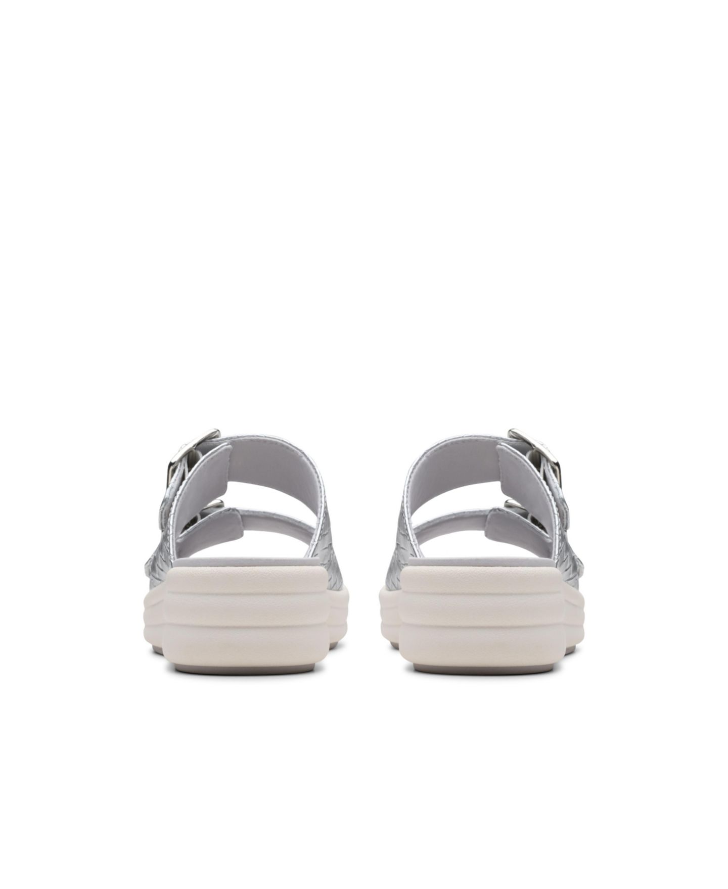 Женские сандалии Clarks Drift Buckle Slip-On Slide Wedge, цвет: Серебряный металлик — фото 4
