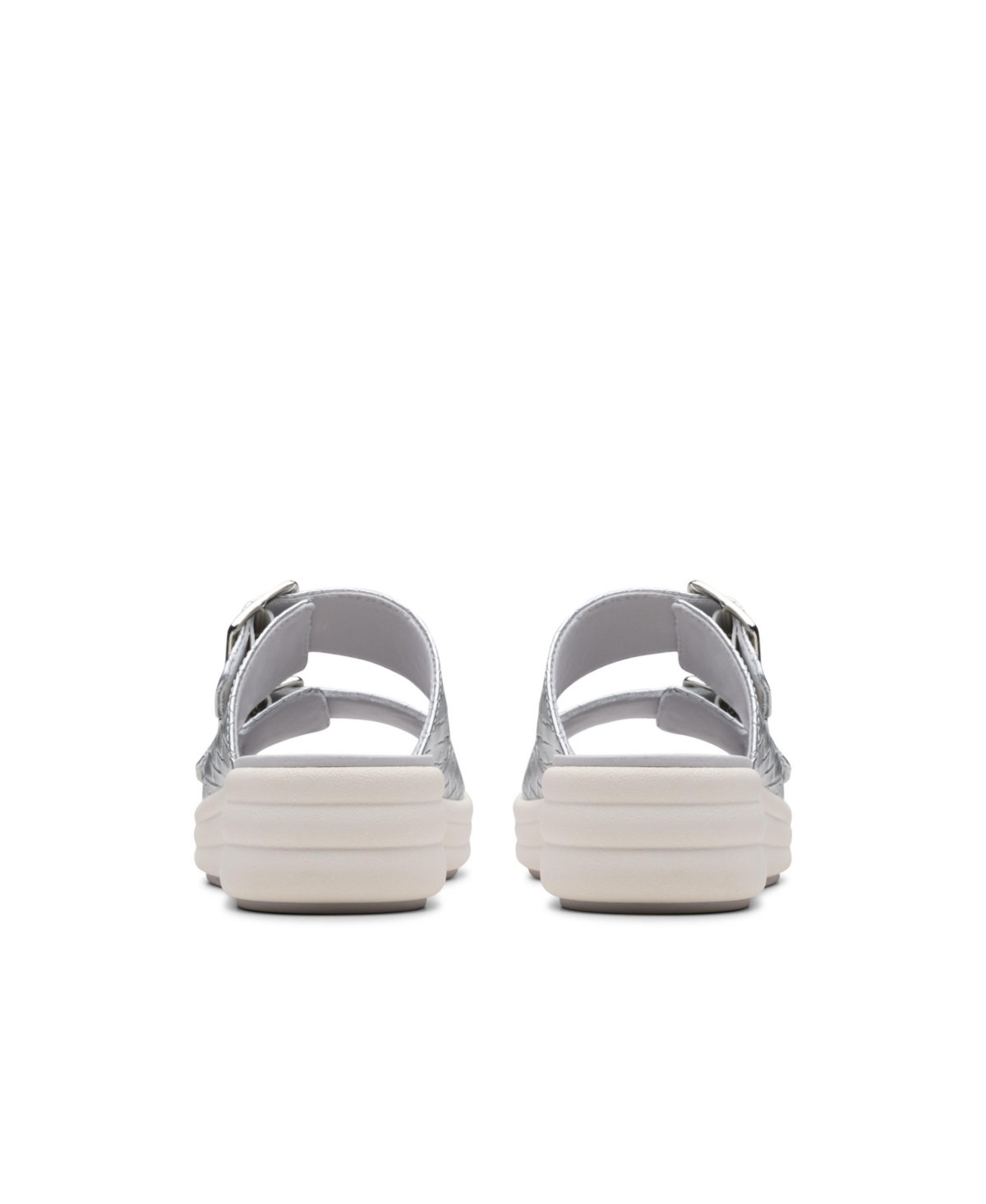 Clarks Women's Drift Buckle Slip-on Slide Wedge Sandals In Silver Metallic Synthetic