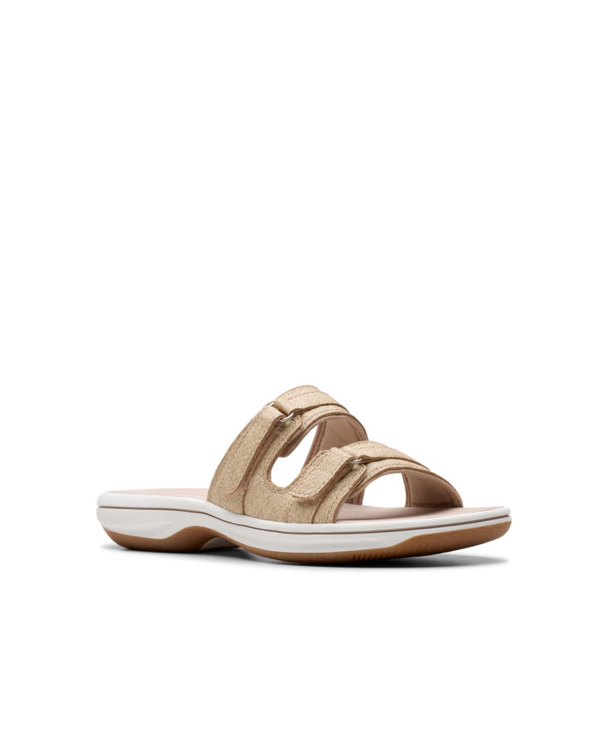 Shop Clarks Women's Cloudsteppers Breeze Piper Comfort Slide Sandals In Sand Synthetic
