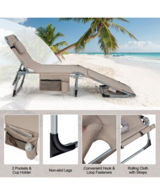 SUGIFT 5-position Outdoor Folding Chaise Lounge Chair