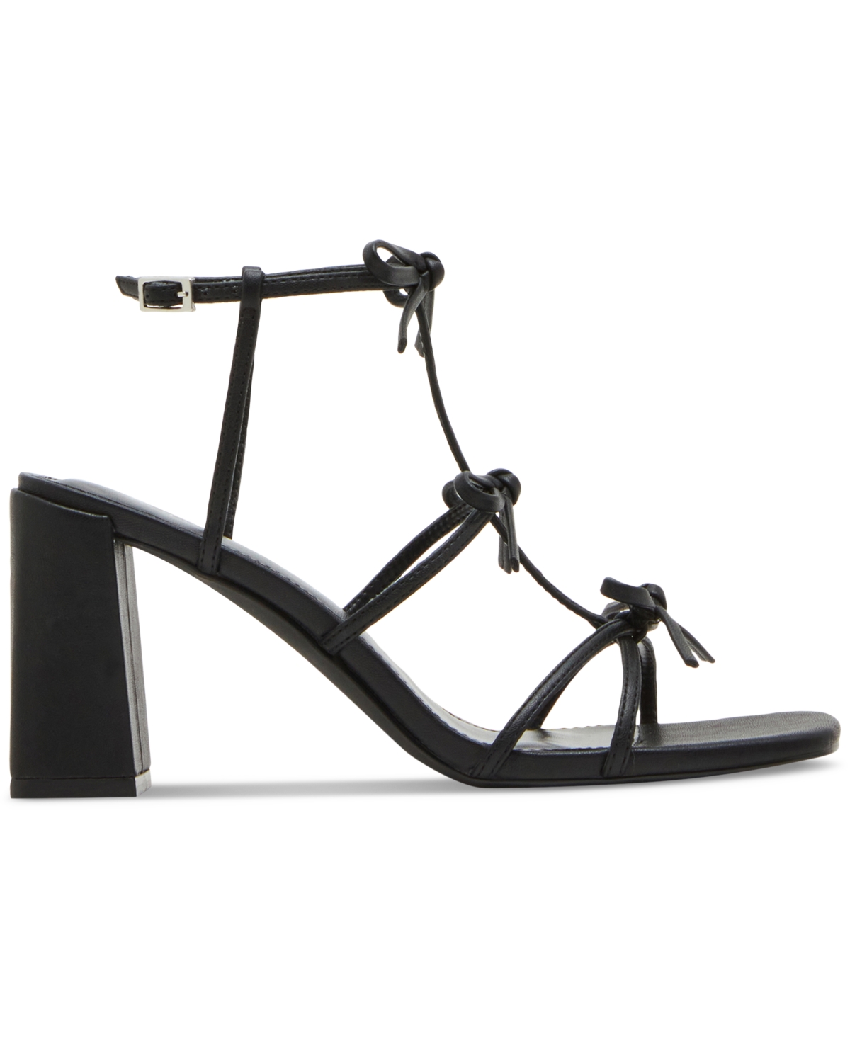 Shop Madden Girl Lovely Bow Strappy Block-heel Dress Sandals In Black