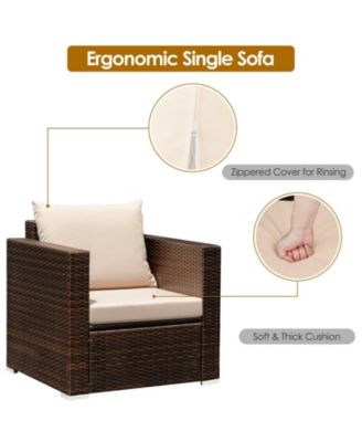 3 Pieces Patio Conversation Rattan Furniture Set with Cushion