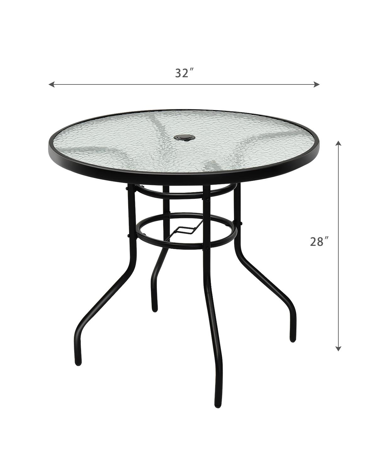 Sugift 32" Round Outdoor Patio Dining Table with Convenient Umbrella Hole