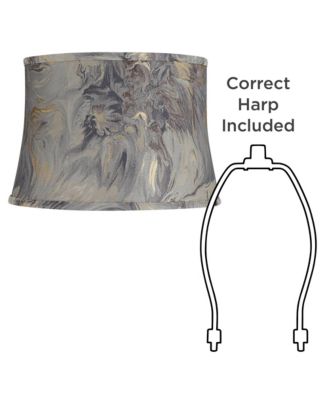 14" Top x 16" Bottom x 11" High x 11" Slant Print Lamp Shade Replacement Saba Cafe Drum Softback Washer Harp Finial