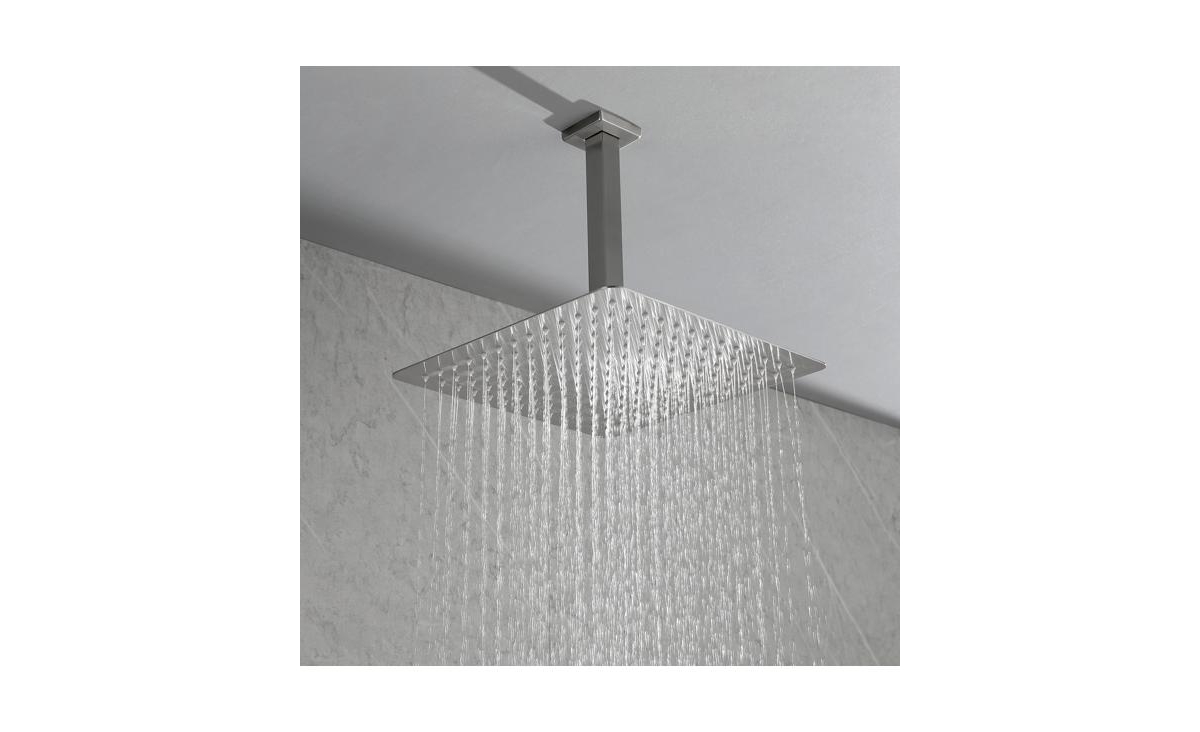 Slickblue 8 Inch High Pressure Rain Shower Head, 304 Stainless Steel Square Shower Head with Self-Cleaning Nozzle, Full Body Coverage