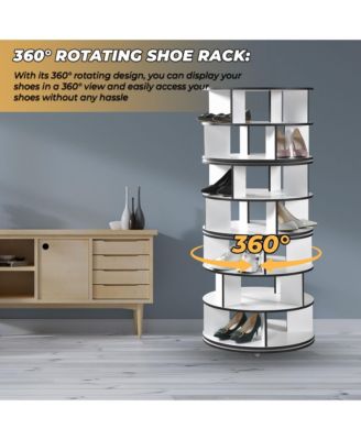 7-Tier Rotating Shoe Rack Organizer with 360° Spinning Lazy Susan Tower for Entryway and Closet