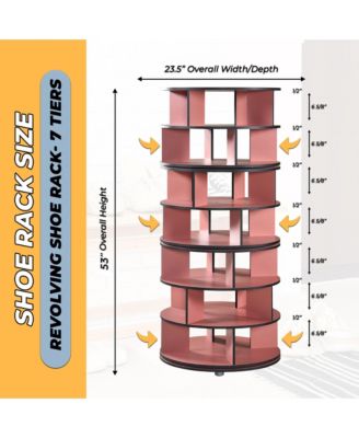 7-Tier Rotating Shoe Rack Organizer with 360° Spinning Lazy Susan Tower for Entryway and Closet
