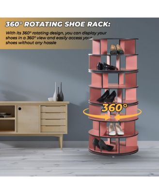 7-Tier Rotating Shoe Rack Organizer with 360° Spinning Lazy Susan Tower for Entryway and Closet