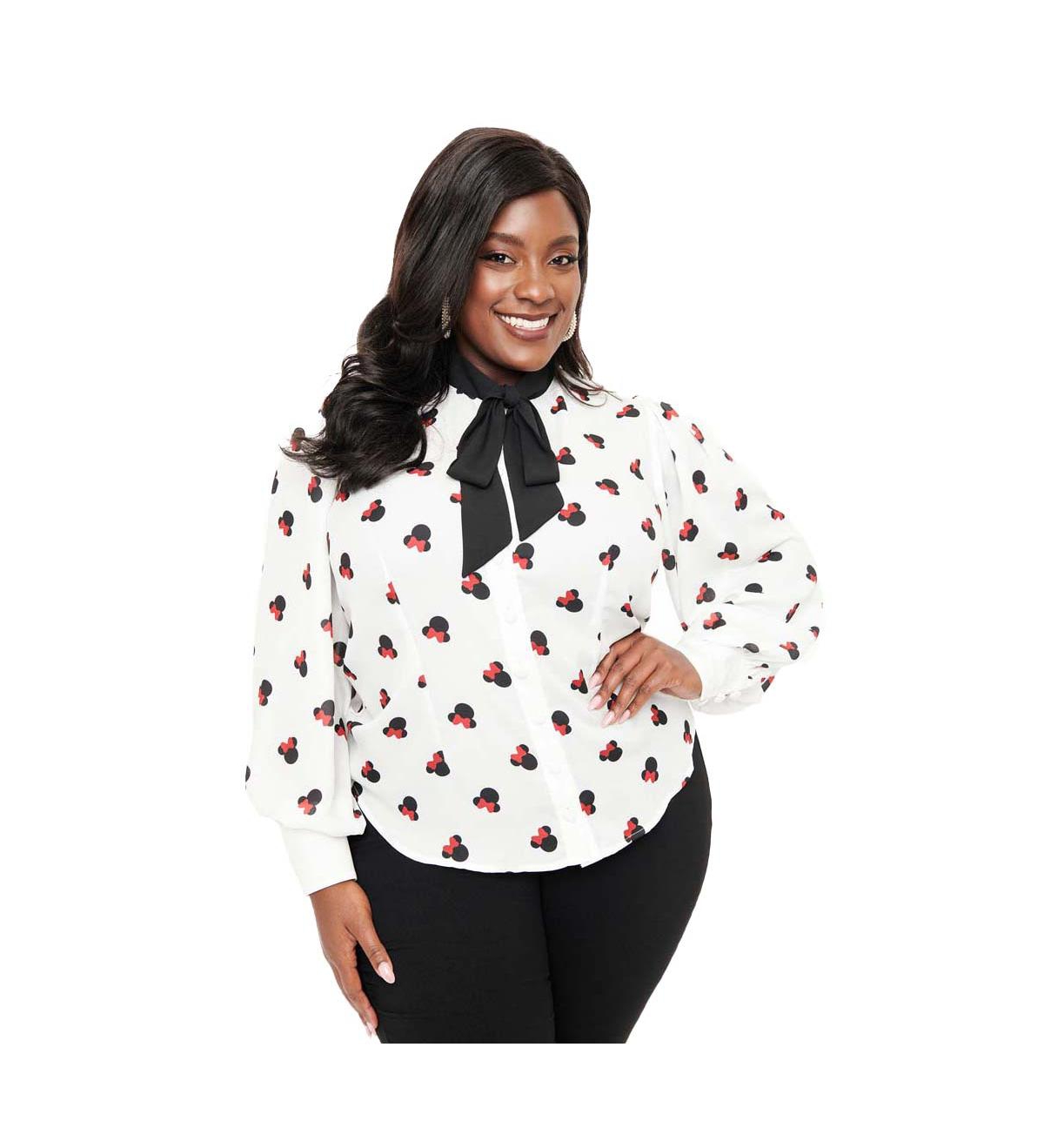 Unique Vintage Plus Size Long Sleeve Neck Tie Gwen Blouse