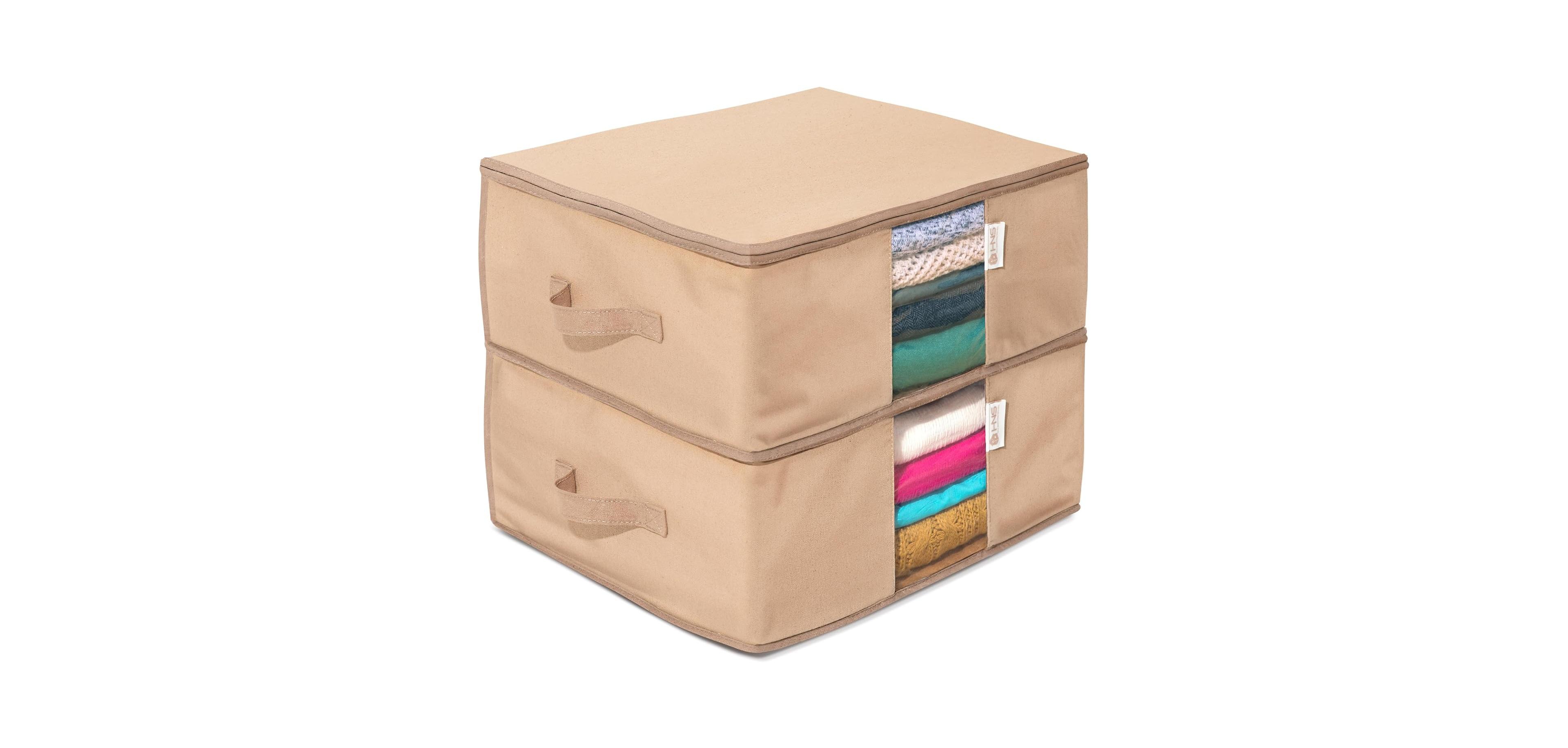 Set of 2 Clothes Storage Bag Organizer with Cedar Insert to Protect from Moth, Moist, Dirt, Dust