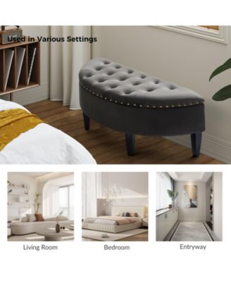 Anacleto Modern 43.3" Wide Bedroom Bench with Solid Wood Legs