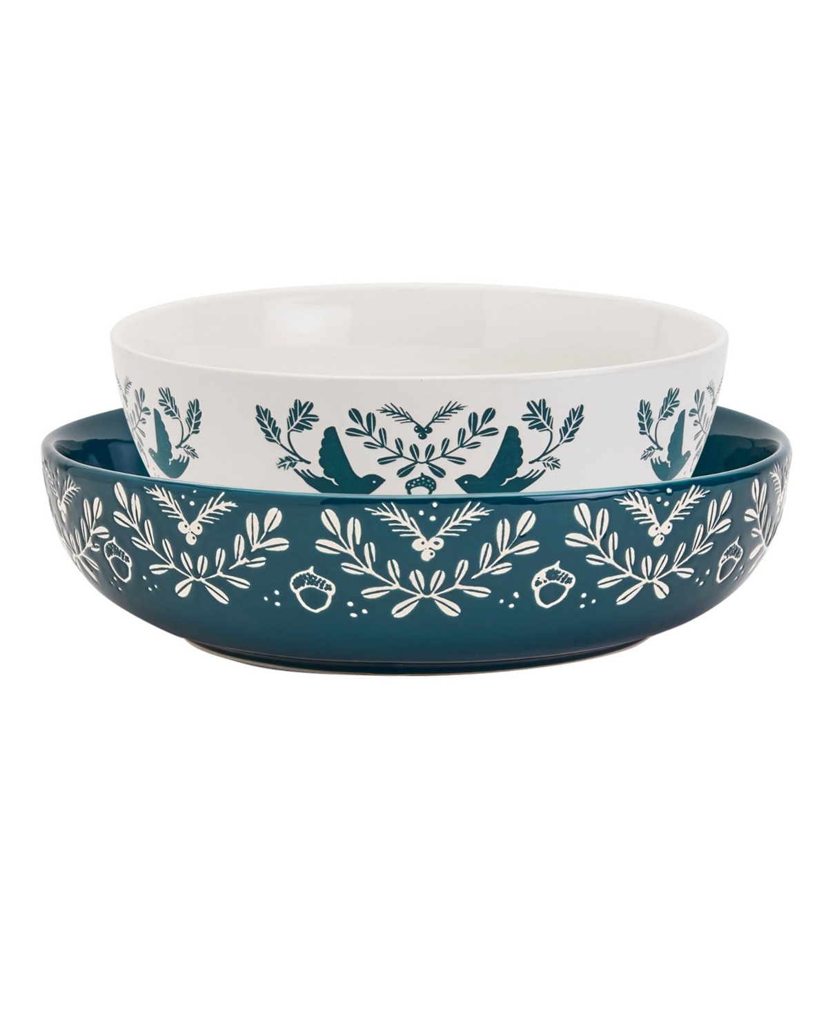 Tabletops Gallery Winter Forest Serving Bowls, Set of 2