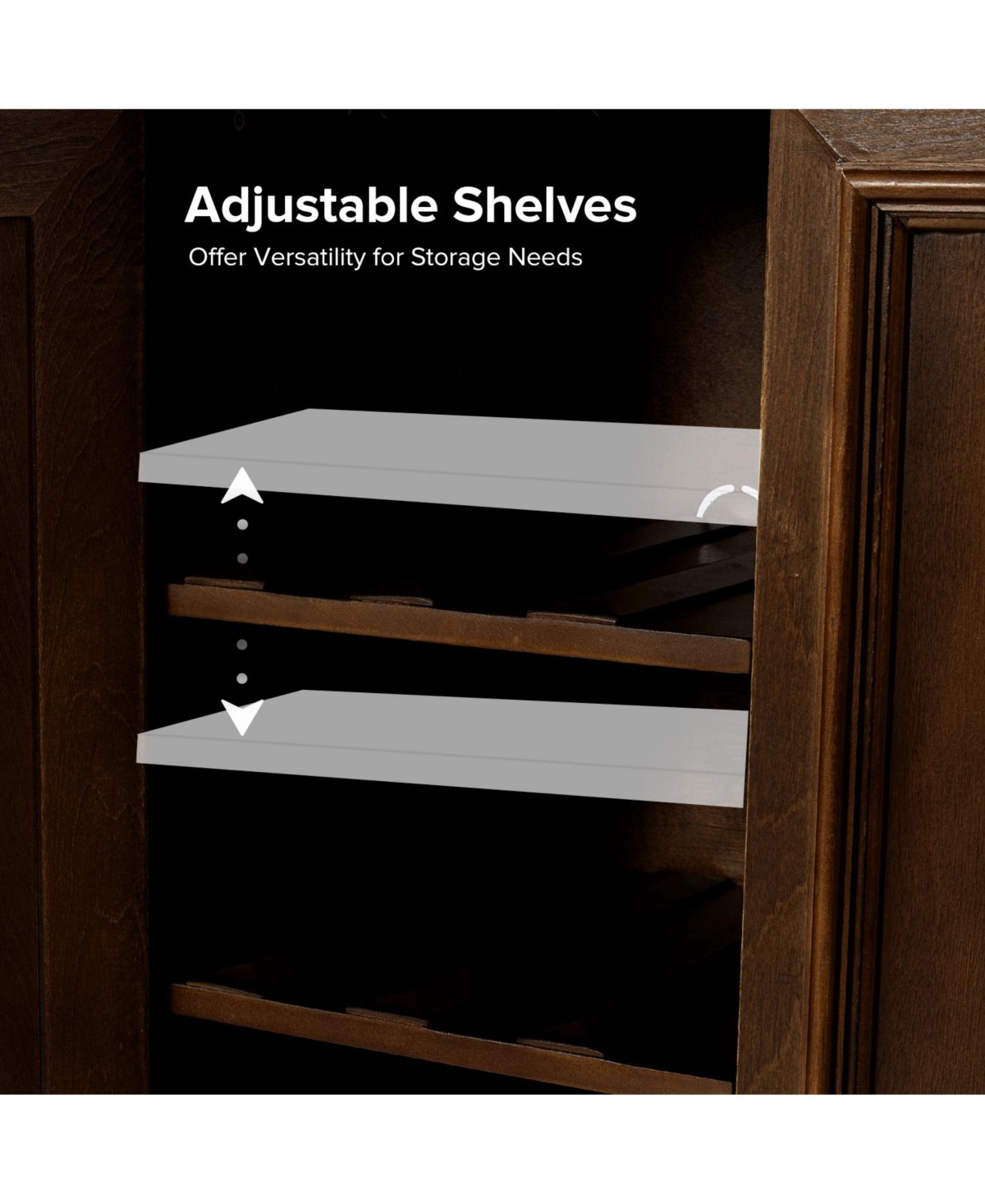 Hulala Home Rory Traditional Wide Sideboard with Wine Bottle Storage with Adjustable Shelves