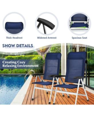 2 Pieces Patio Dining Chair with Adjust Portable Headrest