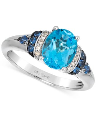 Le Vian - Blue Topaz (2 ct. t.w.), Blueberry Sapphire (1/6 ct. t.w.) & Nude Diamond (1/20 ct. t.w.) Statement Ring in 14k White Gold