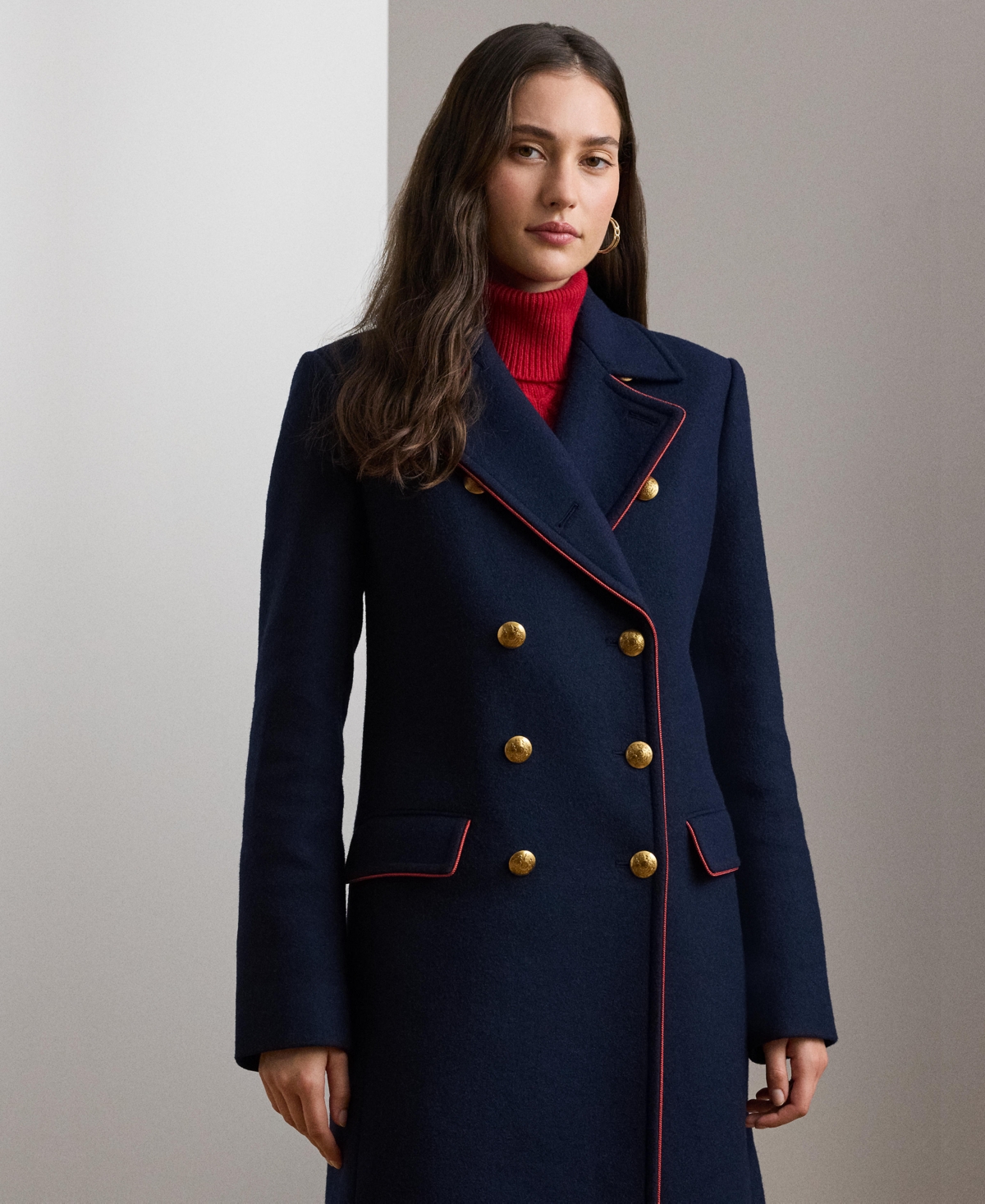 Lauren Ralph Lauren Women's Wool-Blend Double-Breasted Coat -festive Red