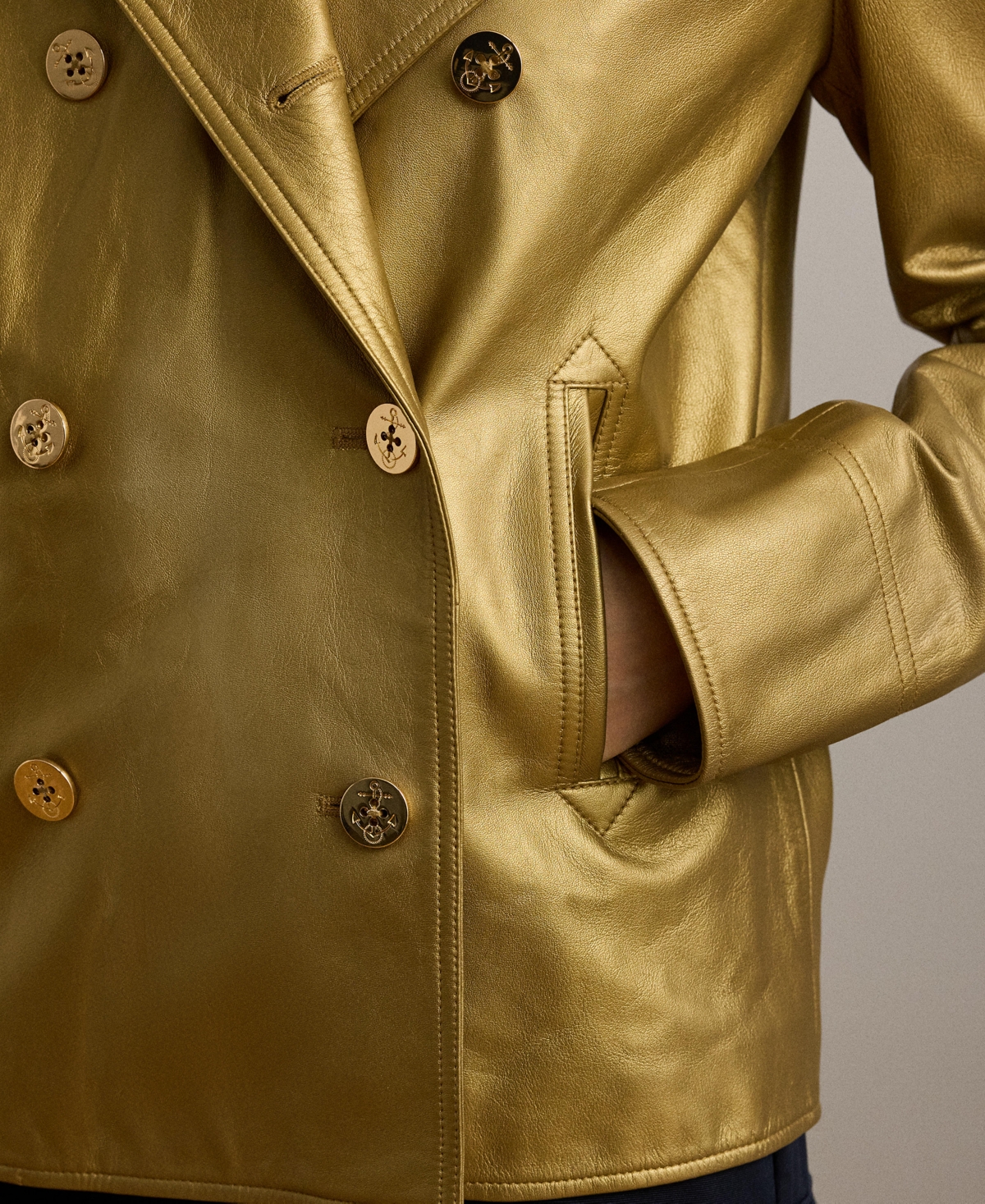 Lauren Ralph Lauren Women's Metallic Lambskin Peacoat
